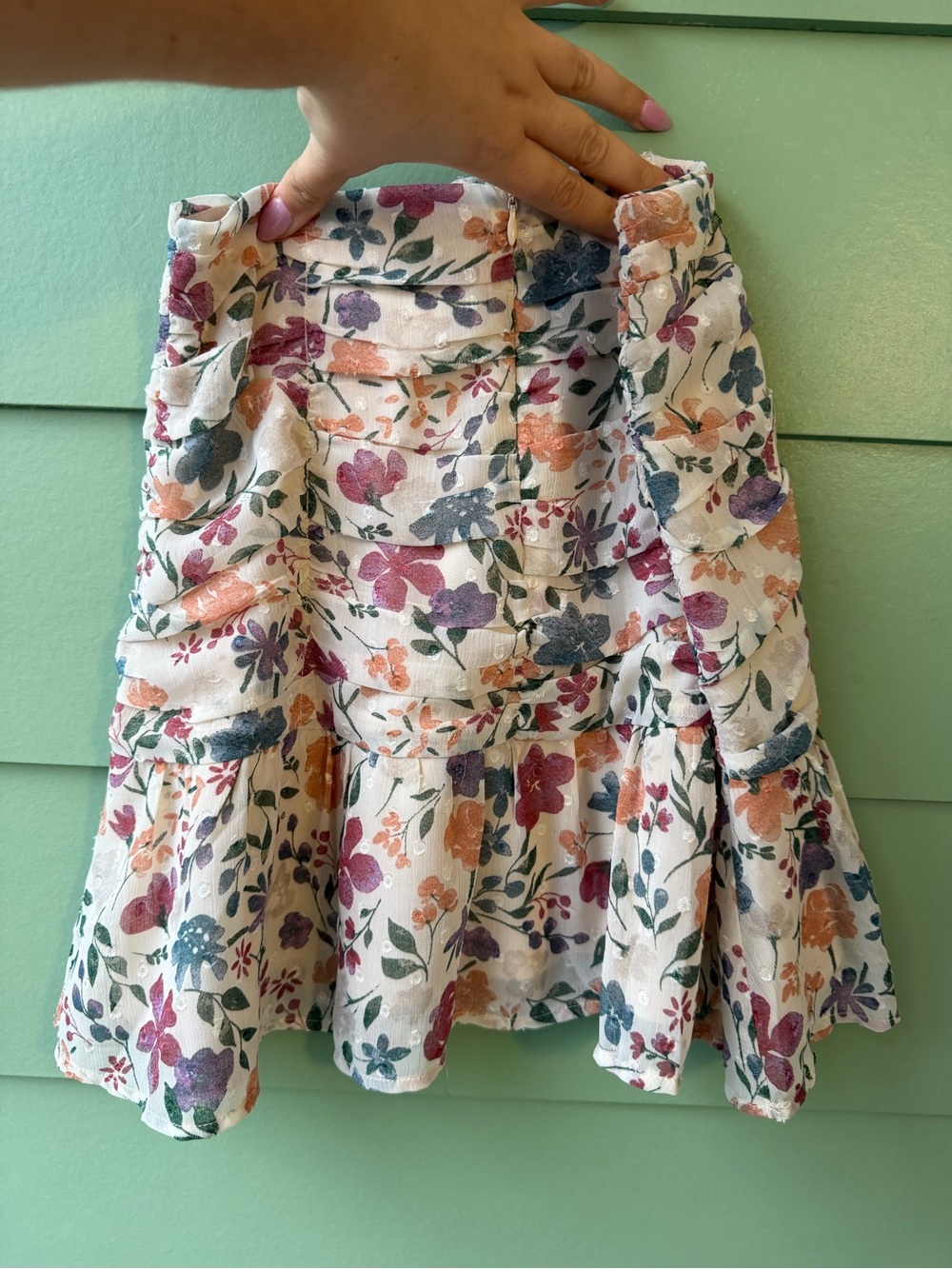 Sadie & Sage White Circle Skirt with Pink, Purple & Blue Floral Print